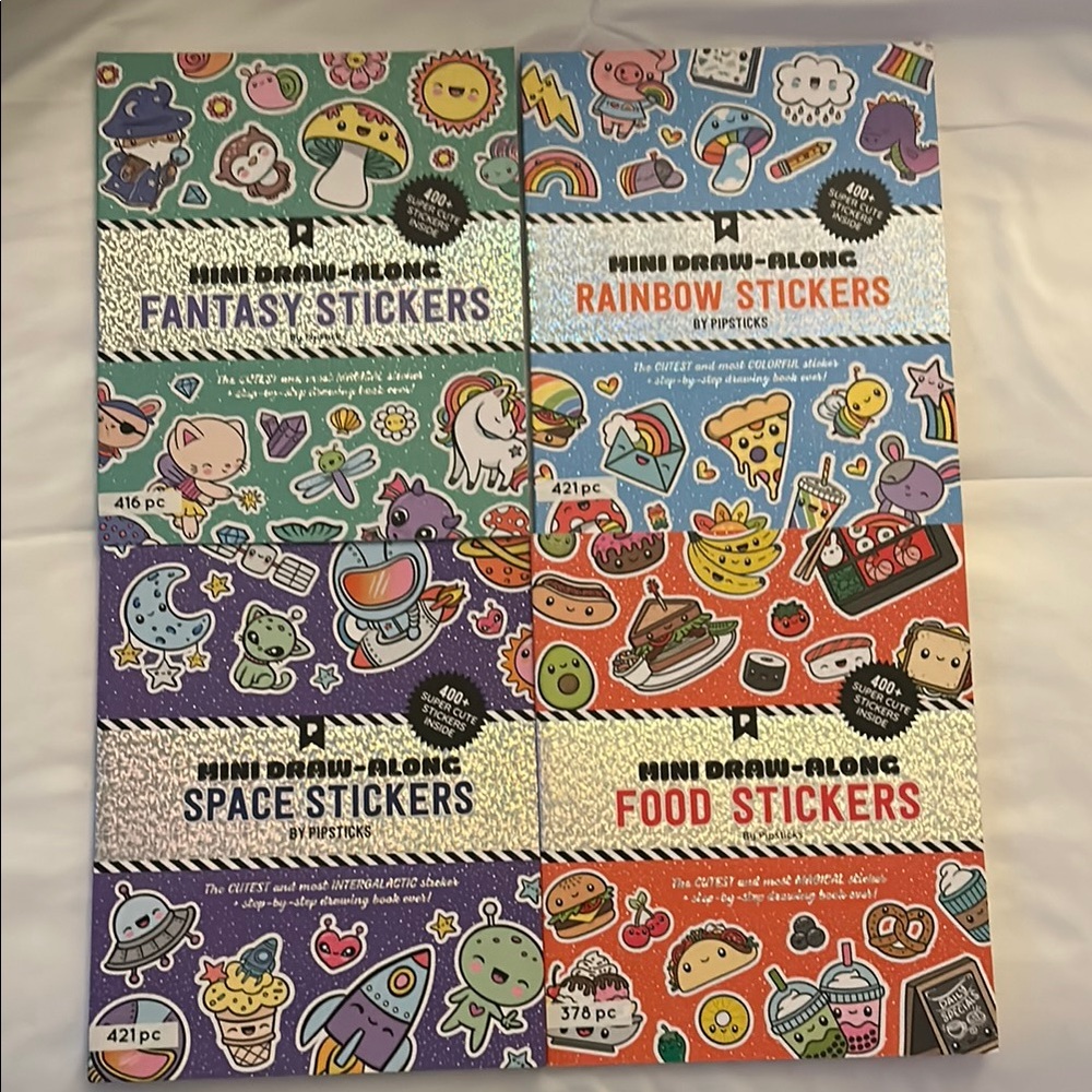 4 Pipstickers Mini Draw-Along Sticker Books
